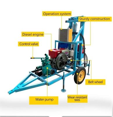 디젤 엔진 100m 깊은 휴대용 수압 물 우물 굴착 굴착 기구